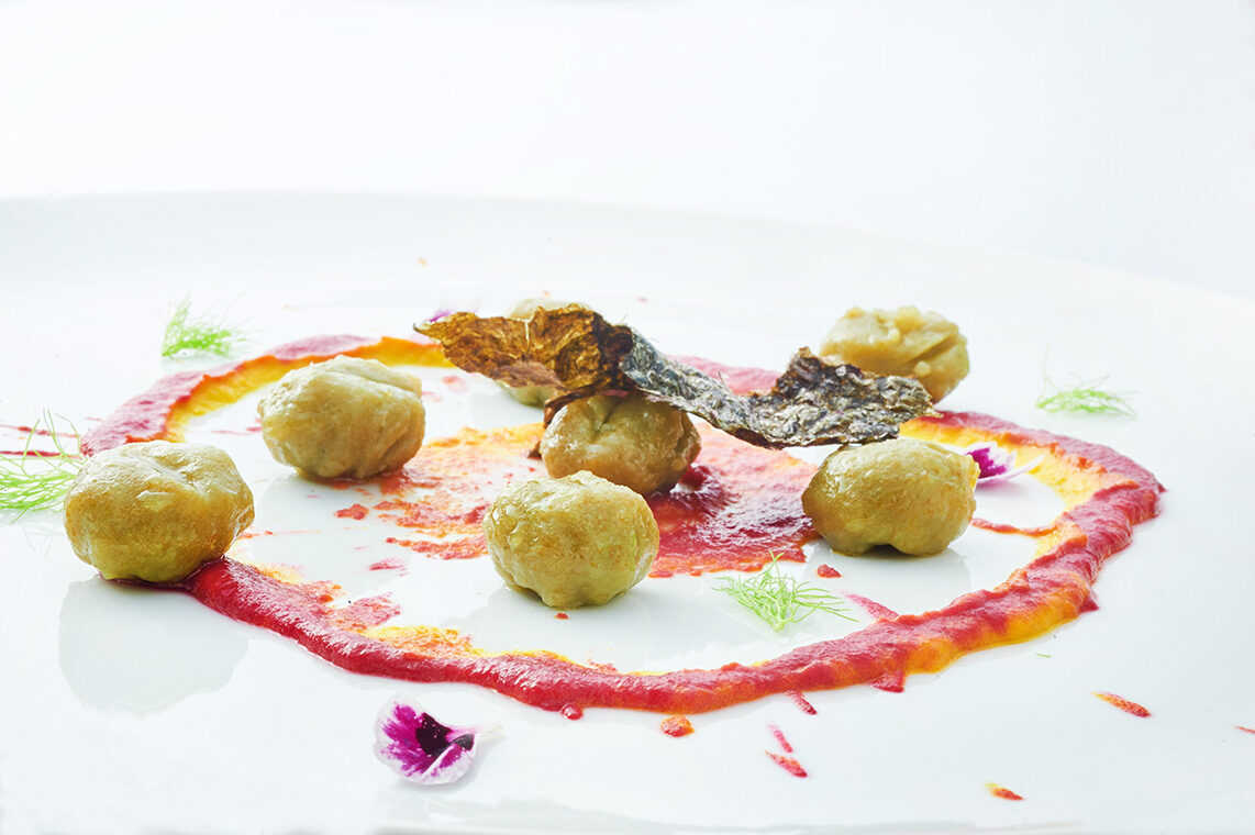 Gnocchi di spirulina allo zenzero e nori