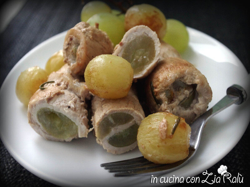 Involtini di maiale e uva
