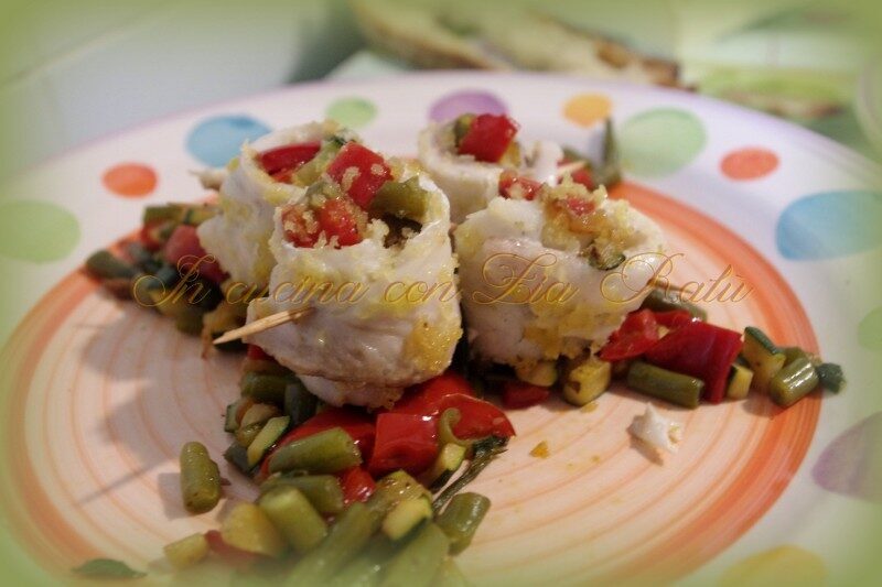 Involtini di orata con verdure in padella