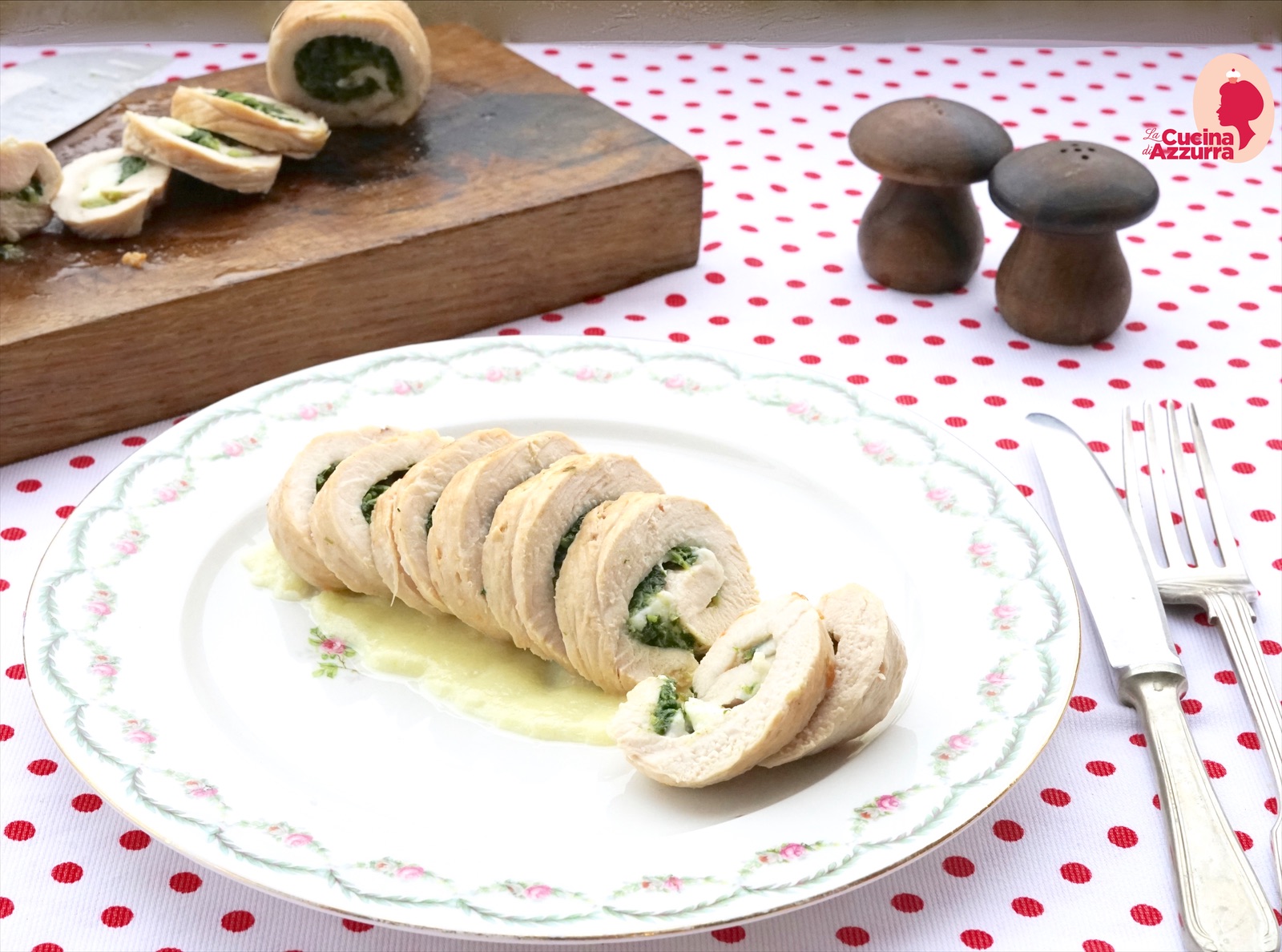Involtini di pollo con bietola e formaggio cremoso