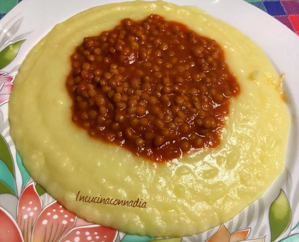 Lenticchie con purè di patate senza burro