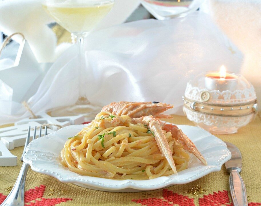 Linguine con crema di scampi al prosecco