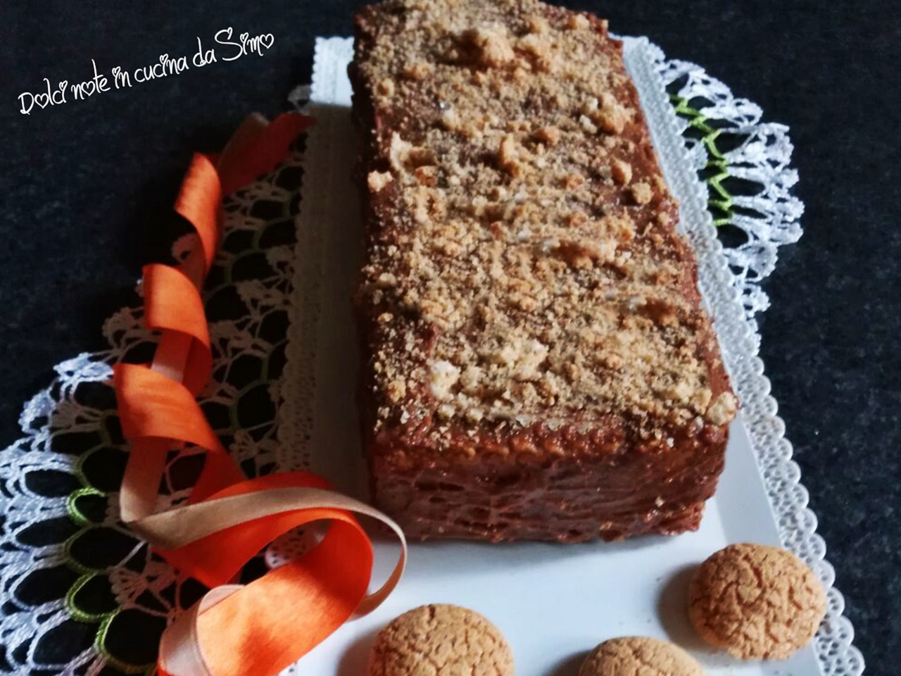 Mattonella alla crema mascarpone crema nocciolata e amaretti