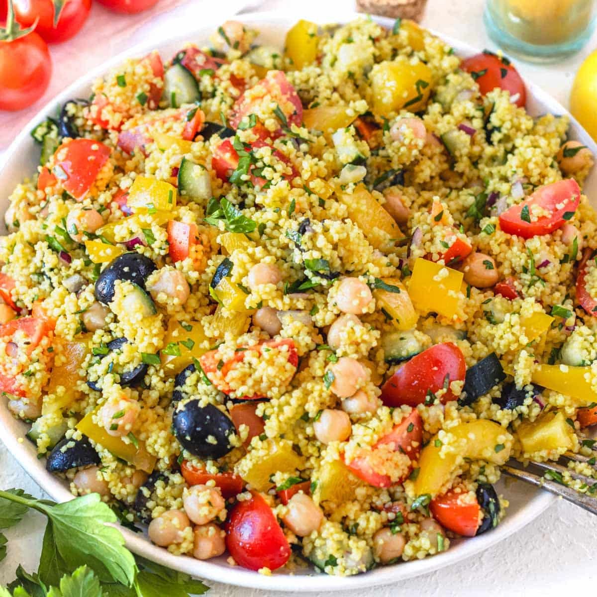 Mediterranean couscous salad w. lemon vinaigrette