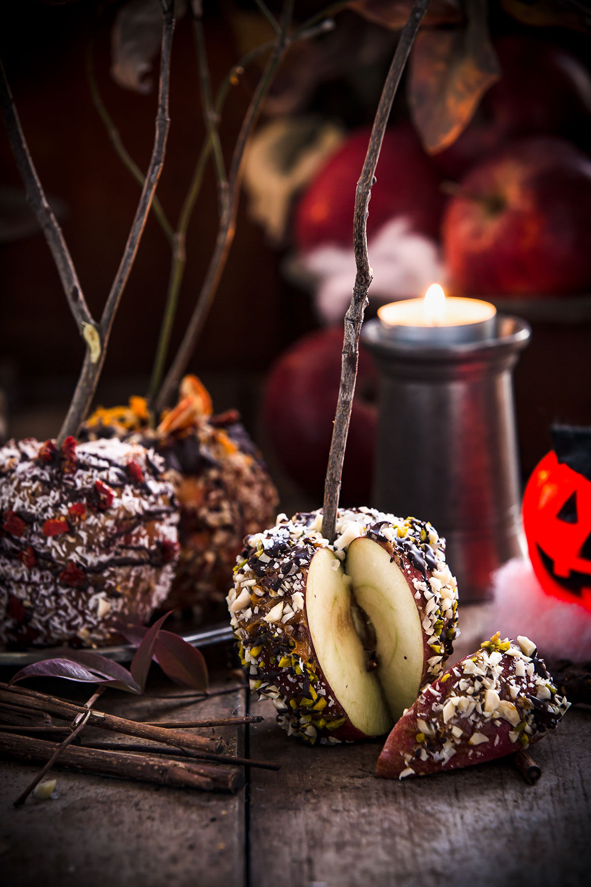Mele al caramello senza zucchero e cioccolato per halloween |vegan