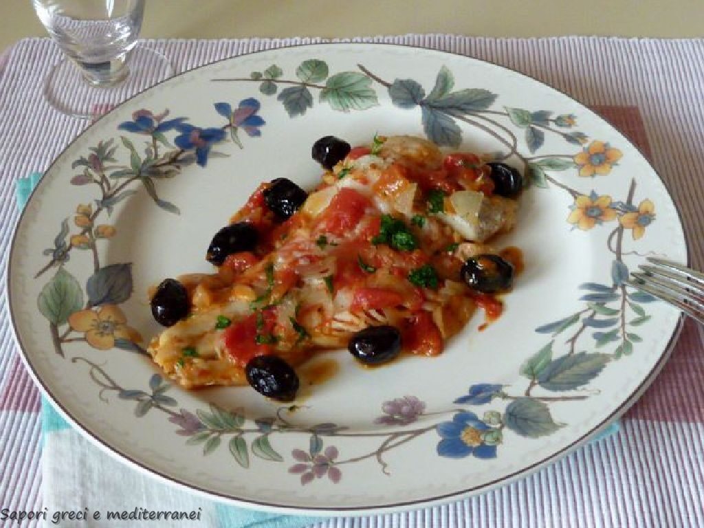 Merluzzo alle olive e pomodoro