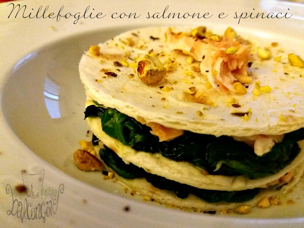 Millefoglie con salmone e spinaci