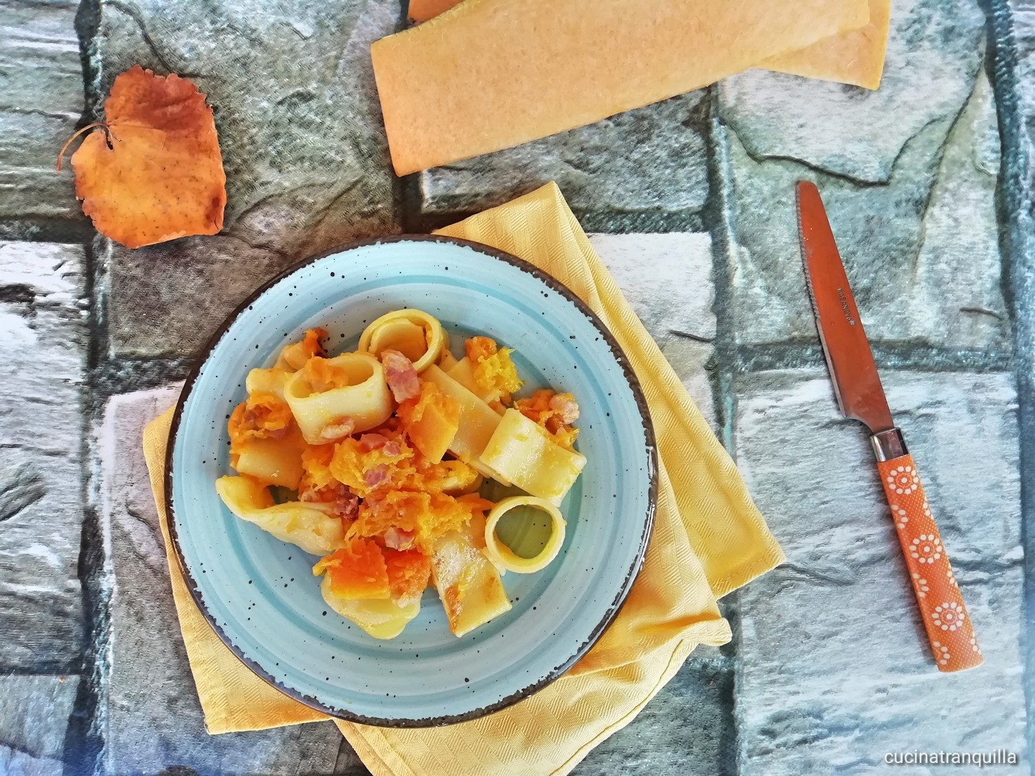 Paccheri con zucca e pancetta