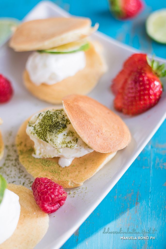 Pancake con gelato al tè matcha