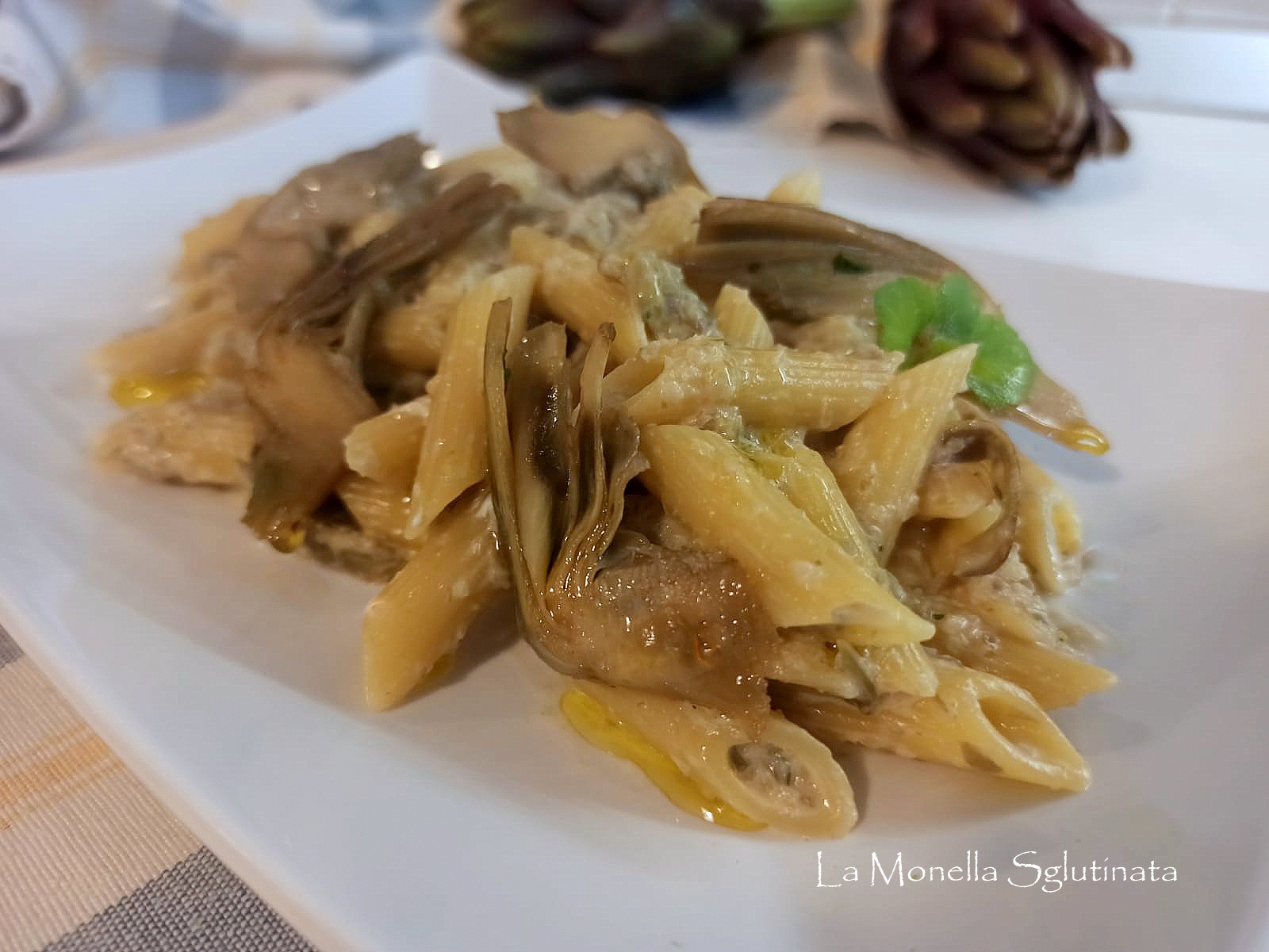 Pasta con crema di  carciofi senza glutine