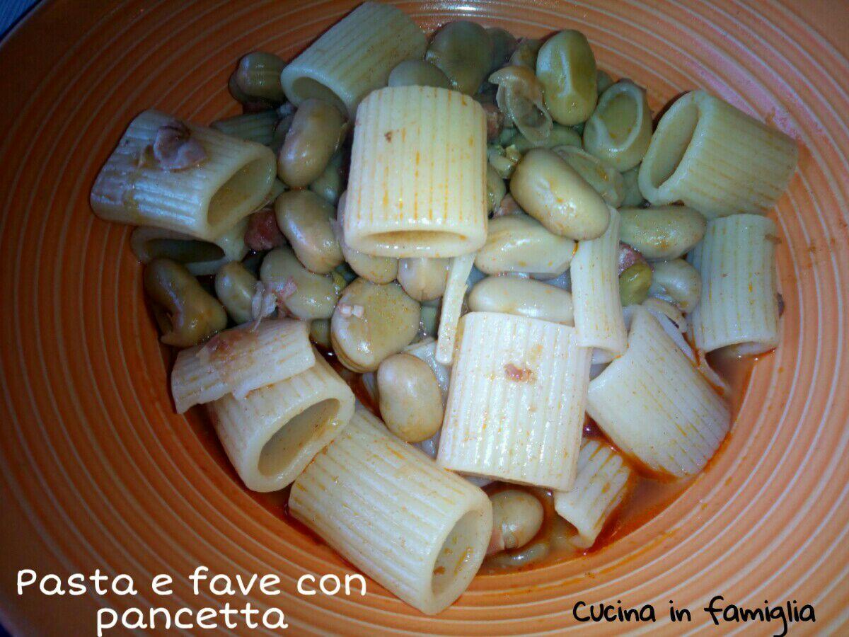 Pasta e fave con pancetta