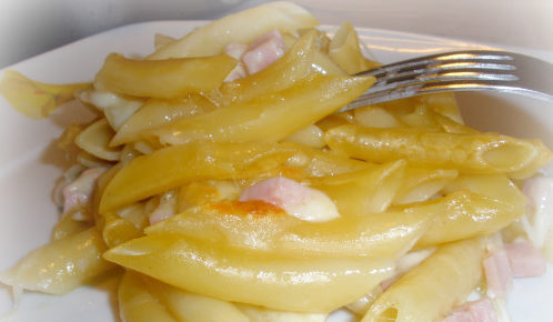 Pasta risottata con zafferano e dadi prosciutto cotto