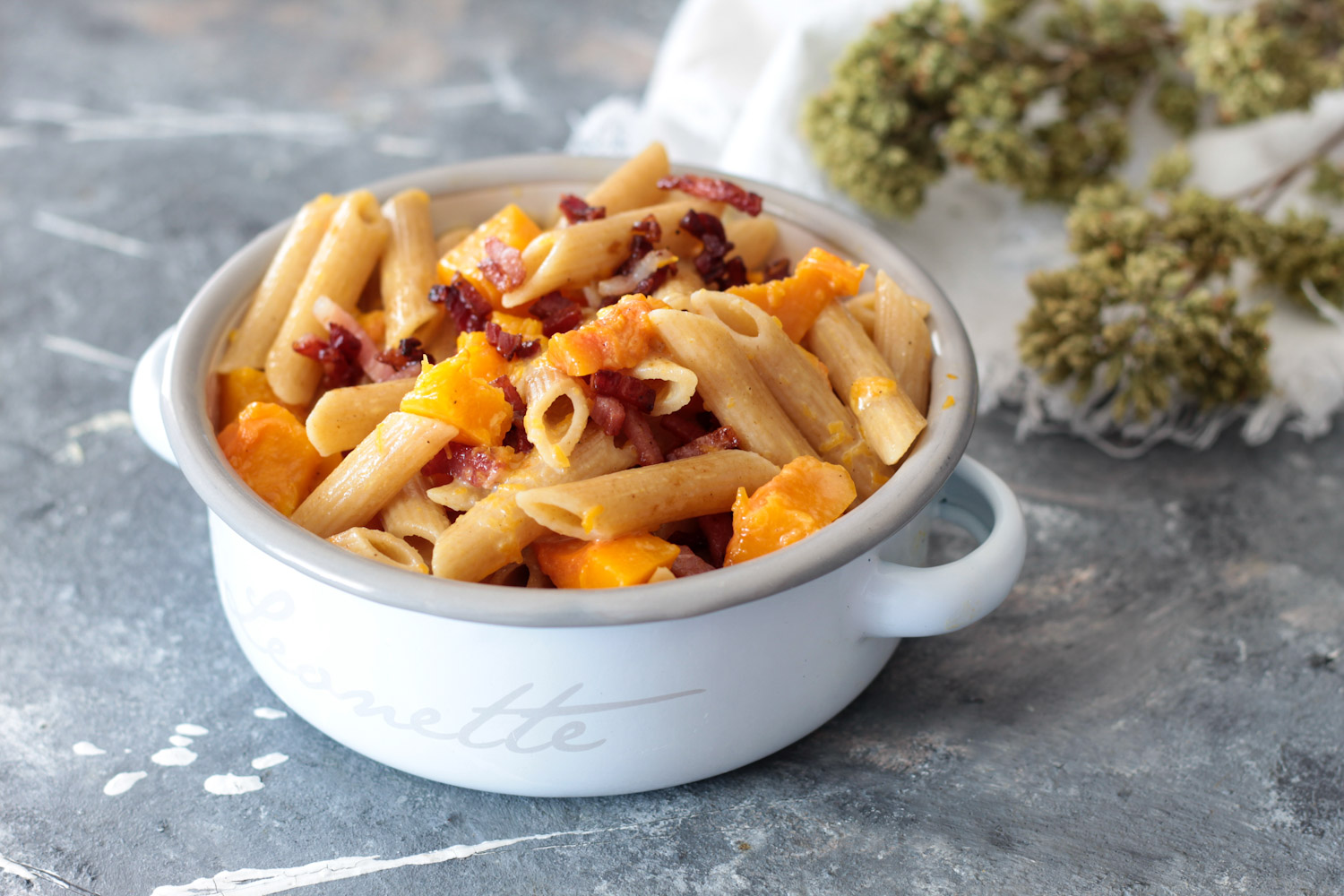 Penne integrali zucca e speck