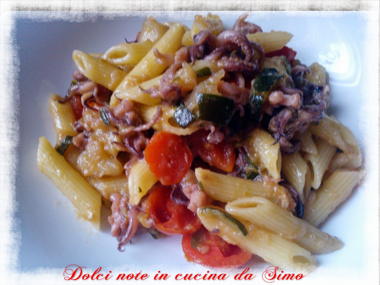 Pennette con moscardini e verdure