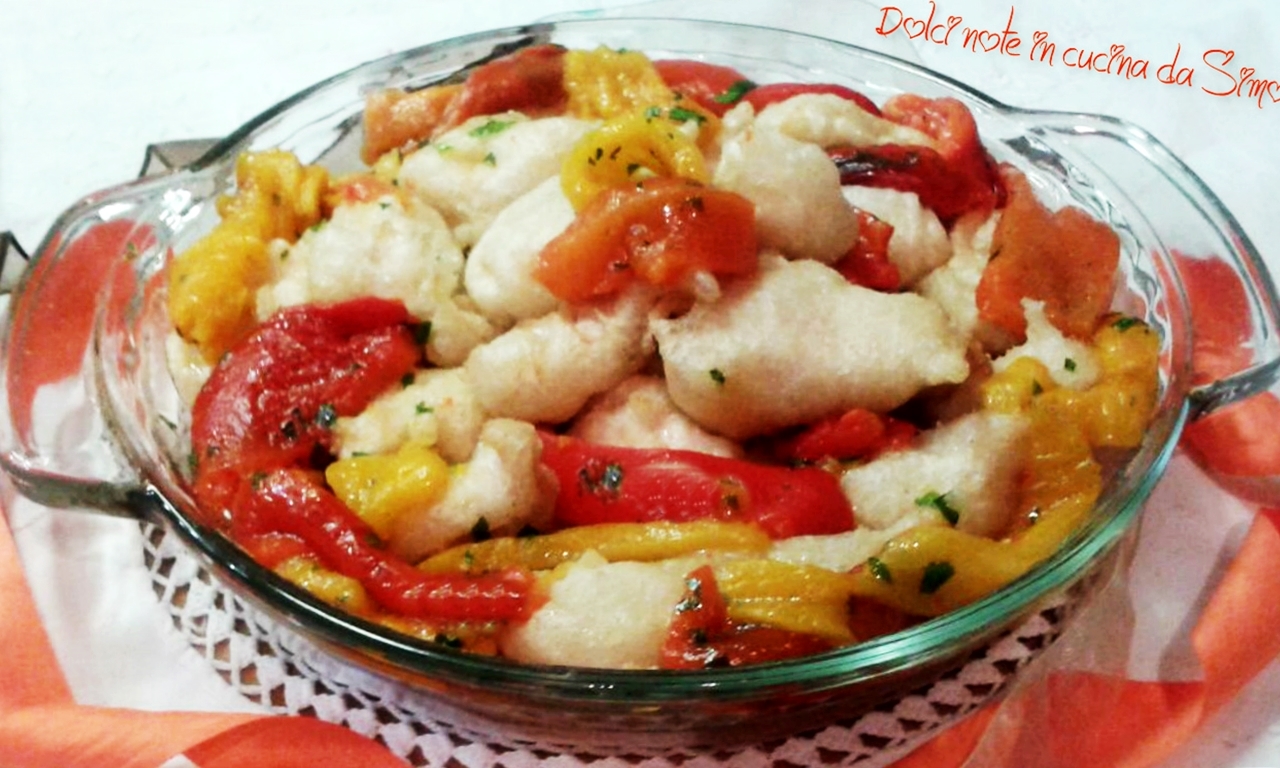 Pepite di pollo con peperoni