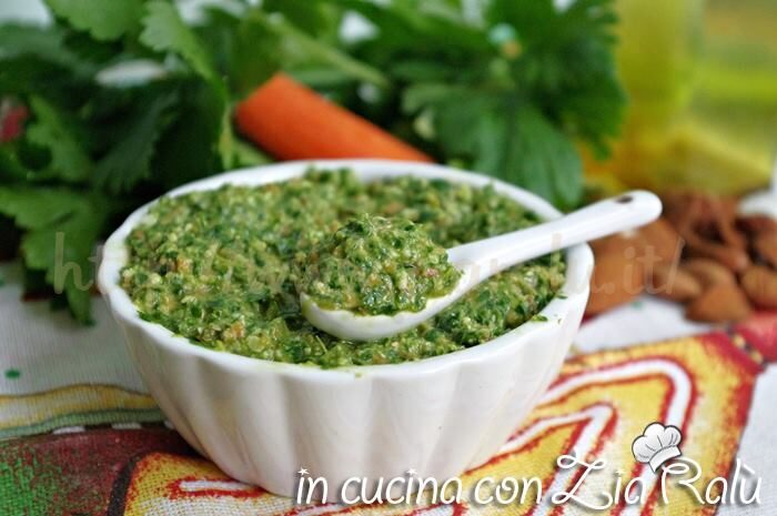 Pesto al sedano mandorle e carote