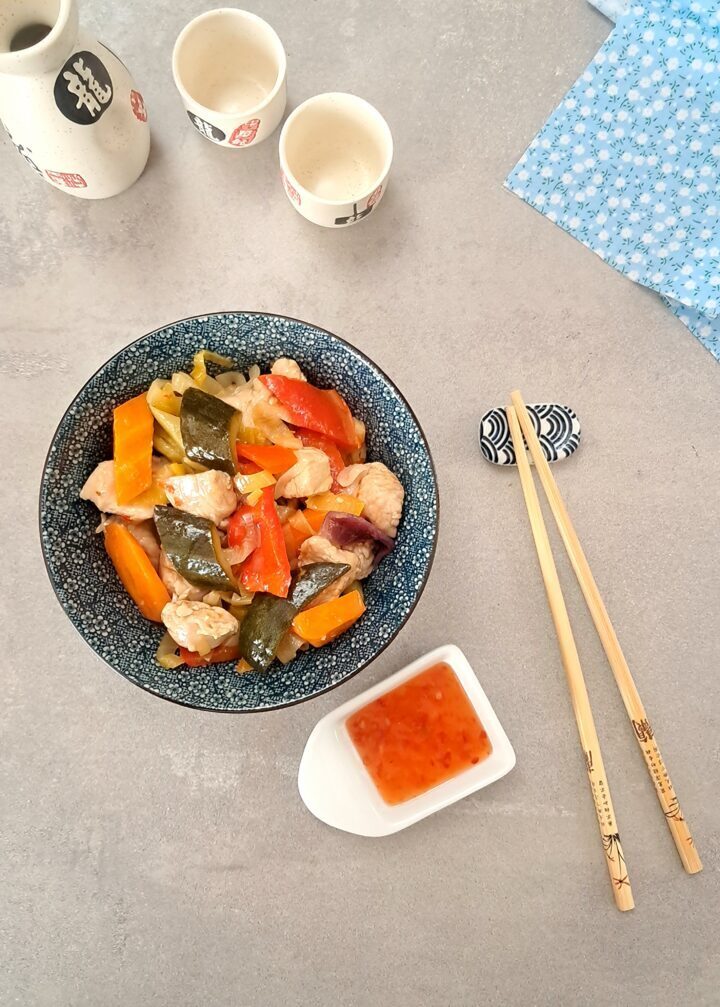 Pollo in agrodolce con verdure