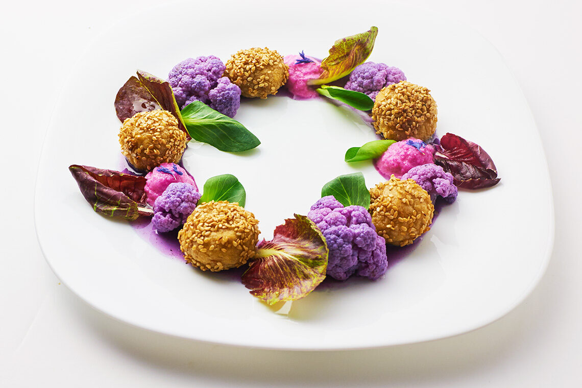 Polpettine di tofu in viola
