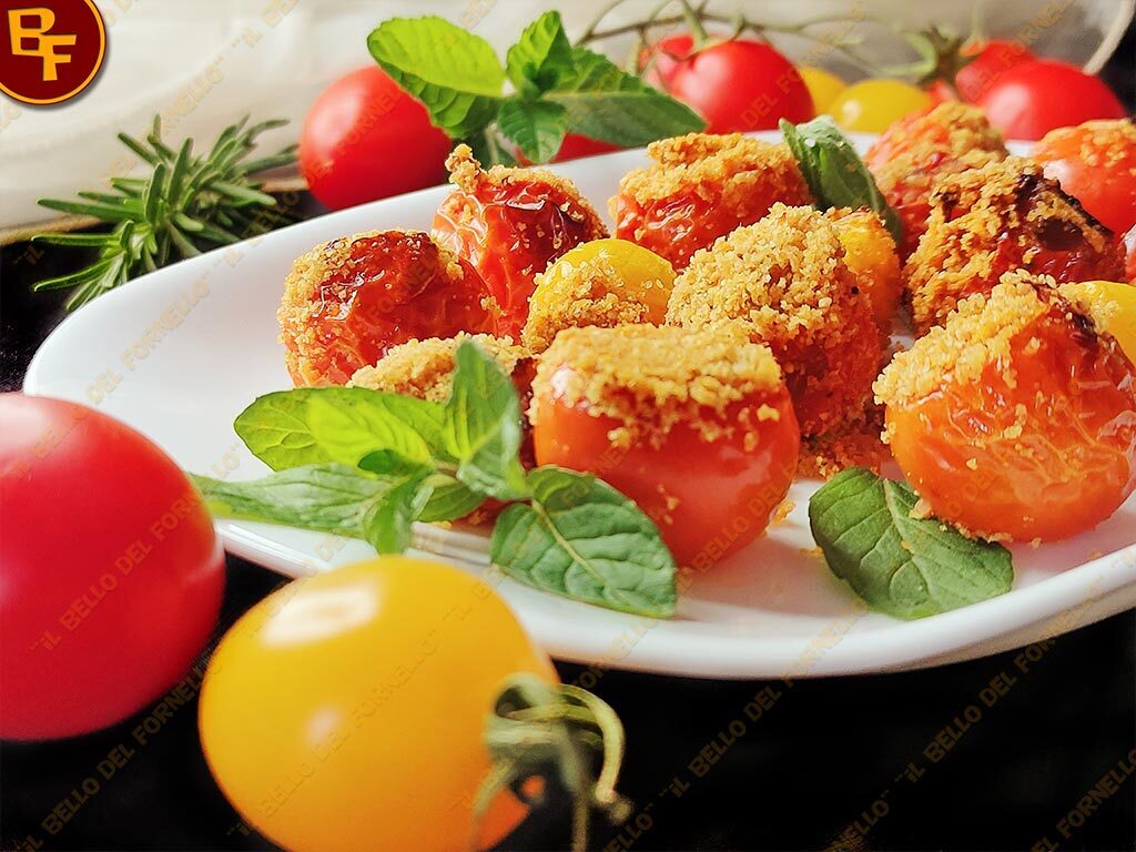Pomodori ripieni con pangrattato in friggitrice ad aria