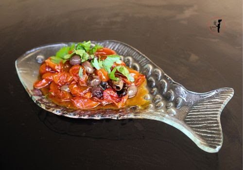 Pomodorini arrostiti in friggitrice ad aria al profumo di mare ma senza pesce