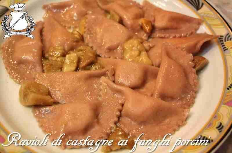 Ravioli di castagne ai funghi porcini