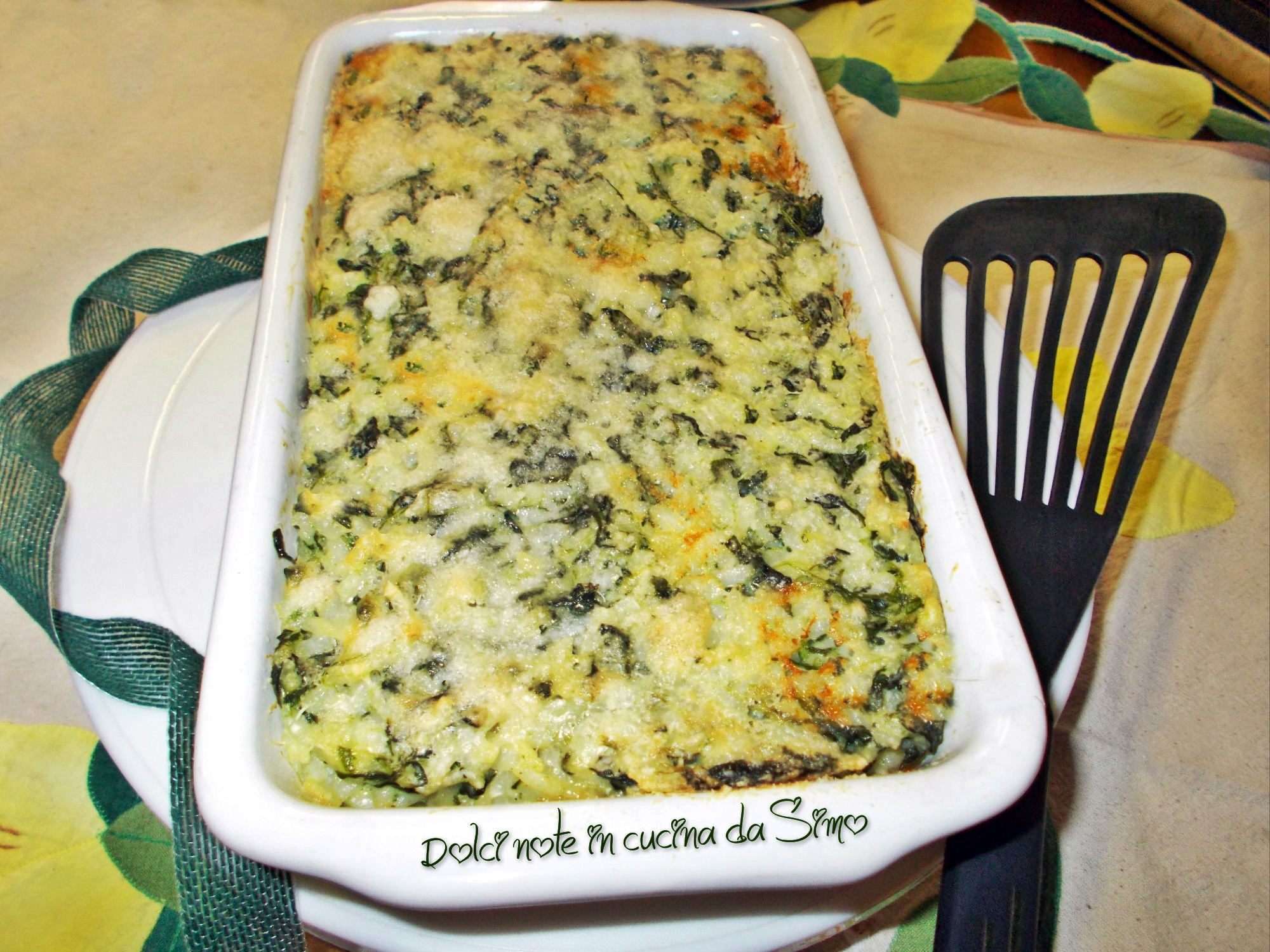 Riso al forno con spinaci e formaggi