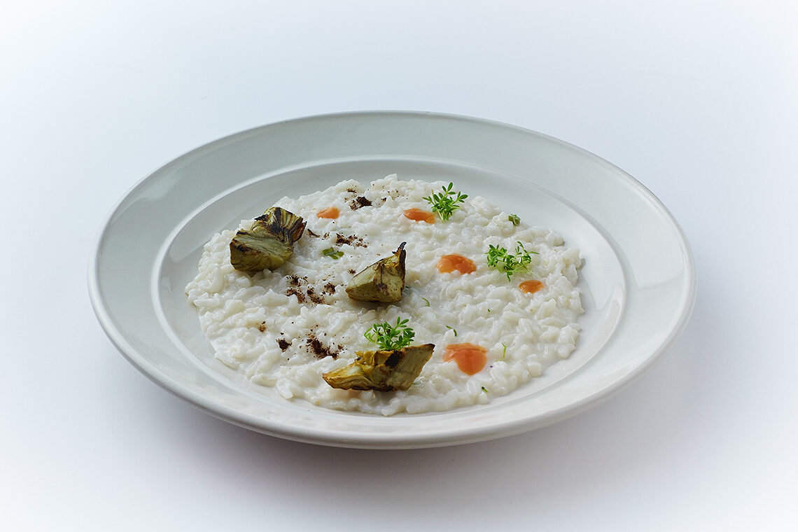 risotto ai carciofi, vaniglia e arancia