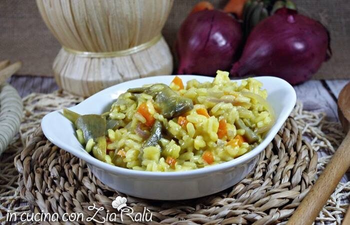 Risotto carciofi carote e zafferano