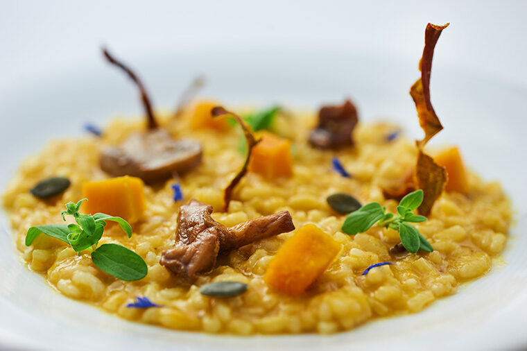 Risotto di zucca e funghi antispreco