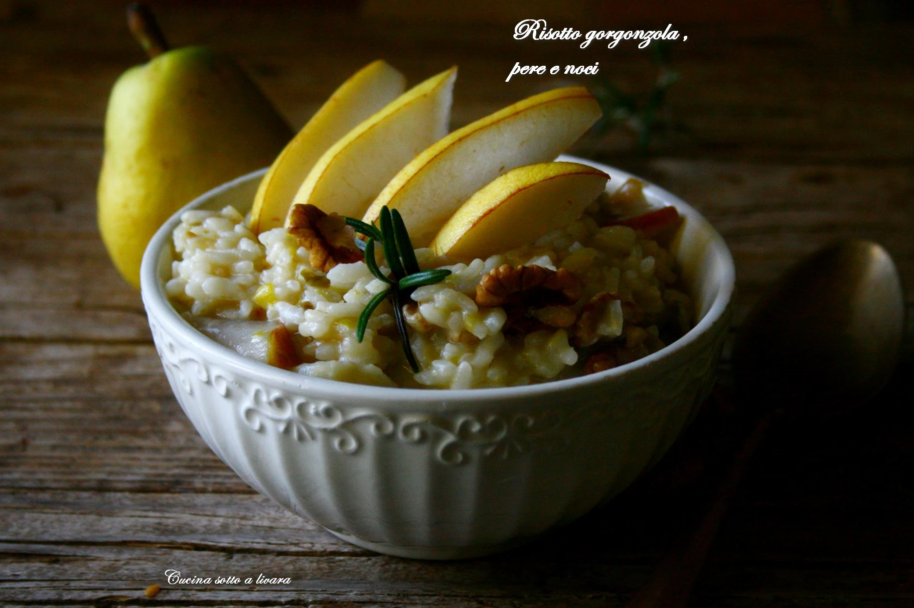 Risotto gorgonzola ,pere e noci