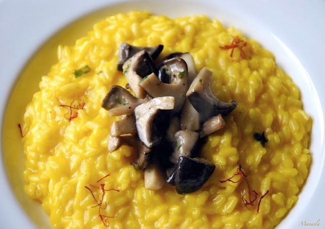 Risotto zafferano e funghi cardocelli