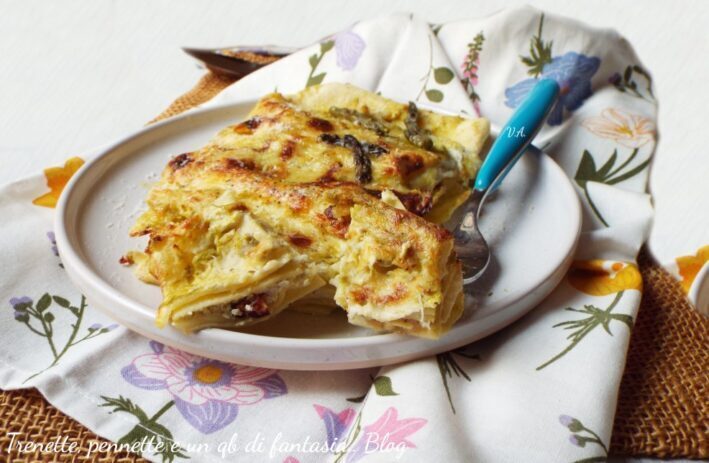 Saccottini di lasagna con ricotta, asparagi e pancetta croccante: piccoli scrigni ricchi di gusto