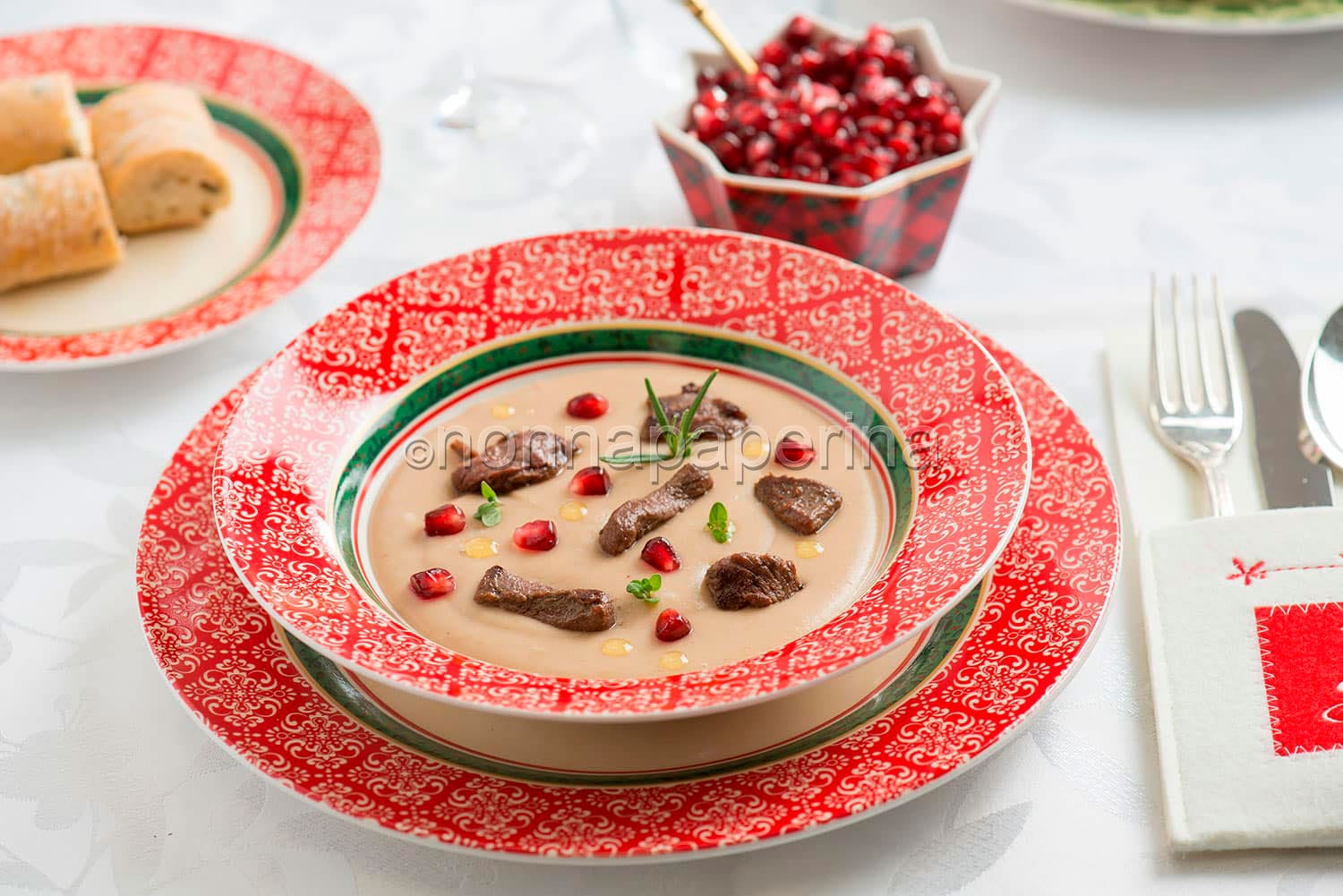 Sofisticata crema di castagne con bocconcini di capriolo