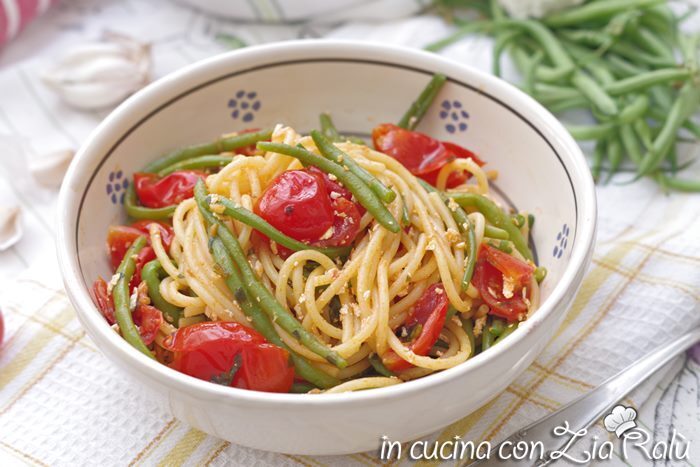 Spaghetti con fagiolini alla pugliese