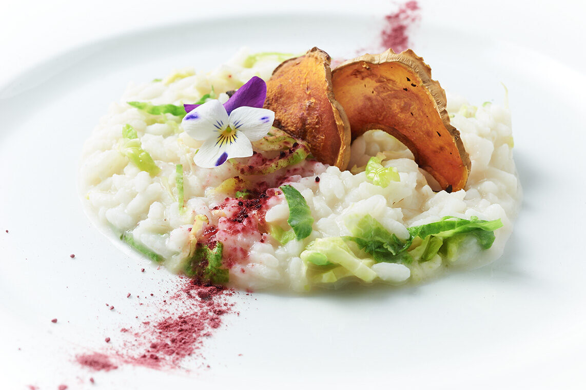 stella – risotto ai cavoletti di Brusselles, zucca e polvere di barbabietola