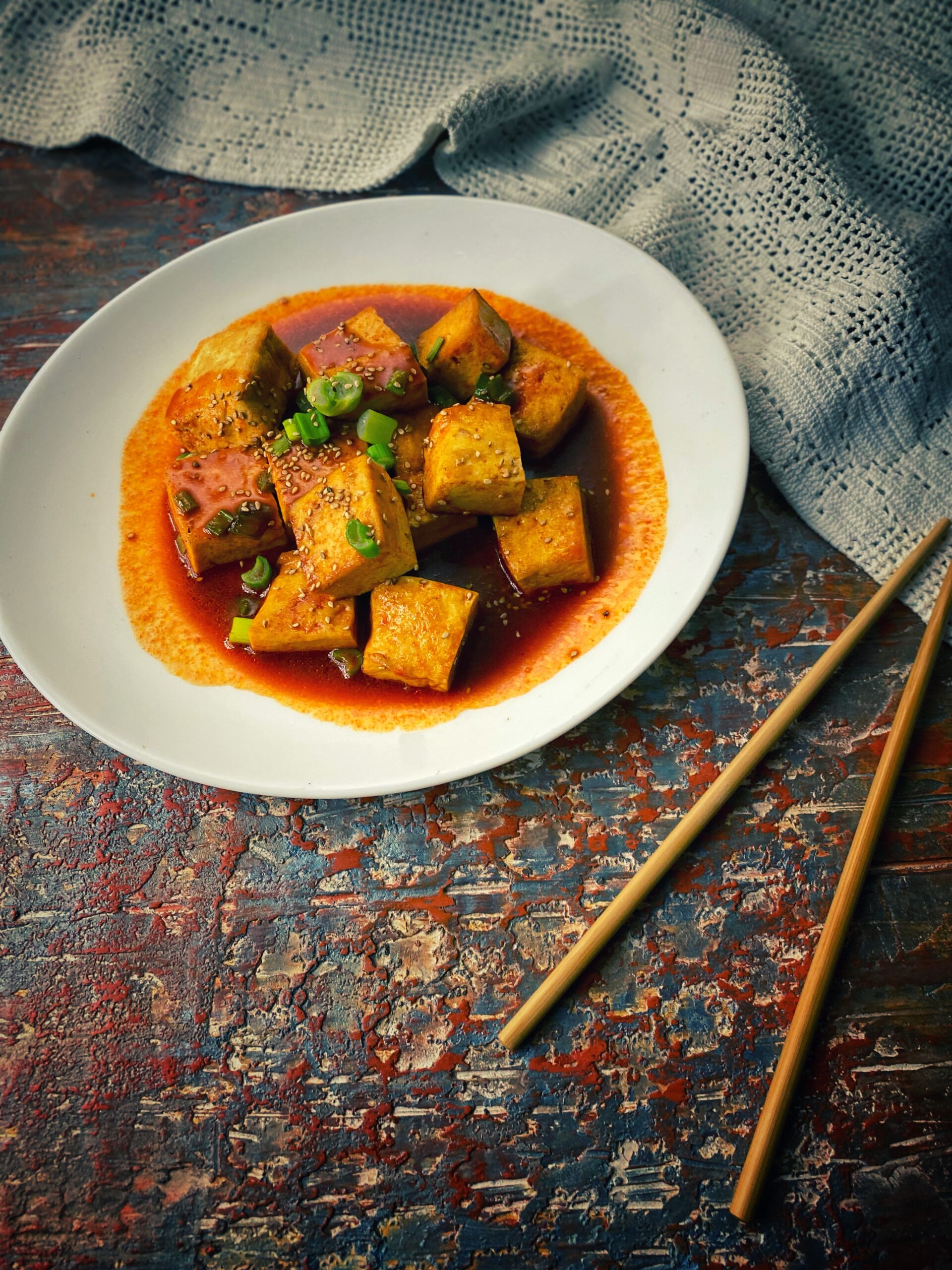 Sticky korean style tofu (corea)