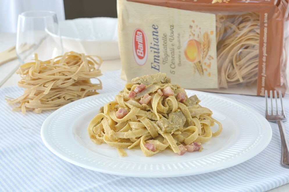 Tagliatelle alla carbonara di carciofi a modo mio