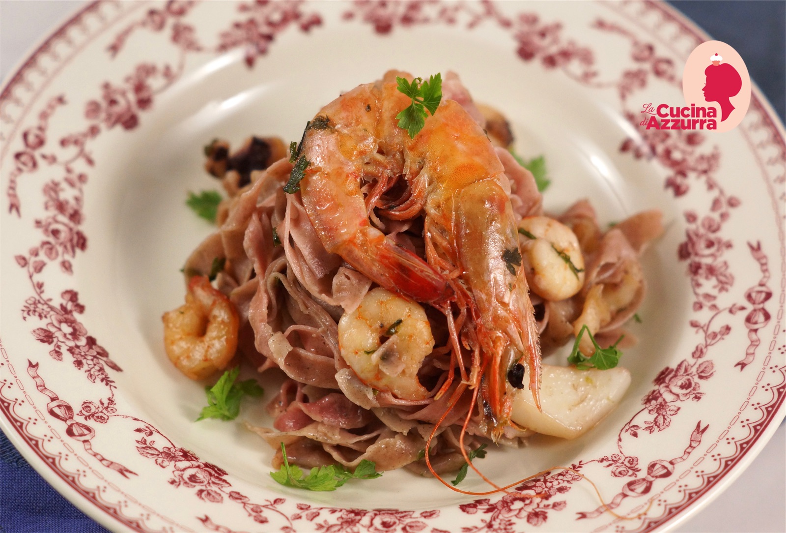 Tagliatelle rosa col pescato di viareggio