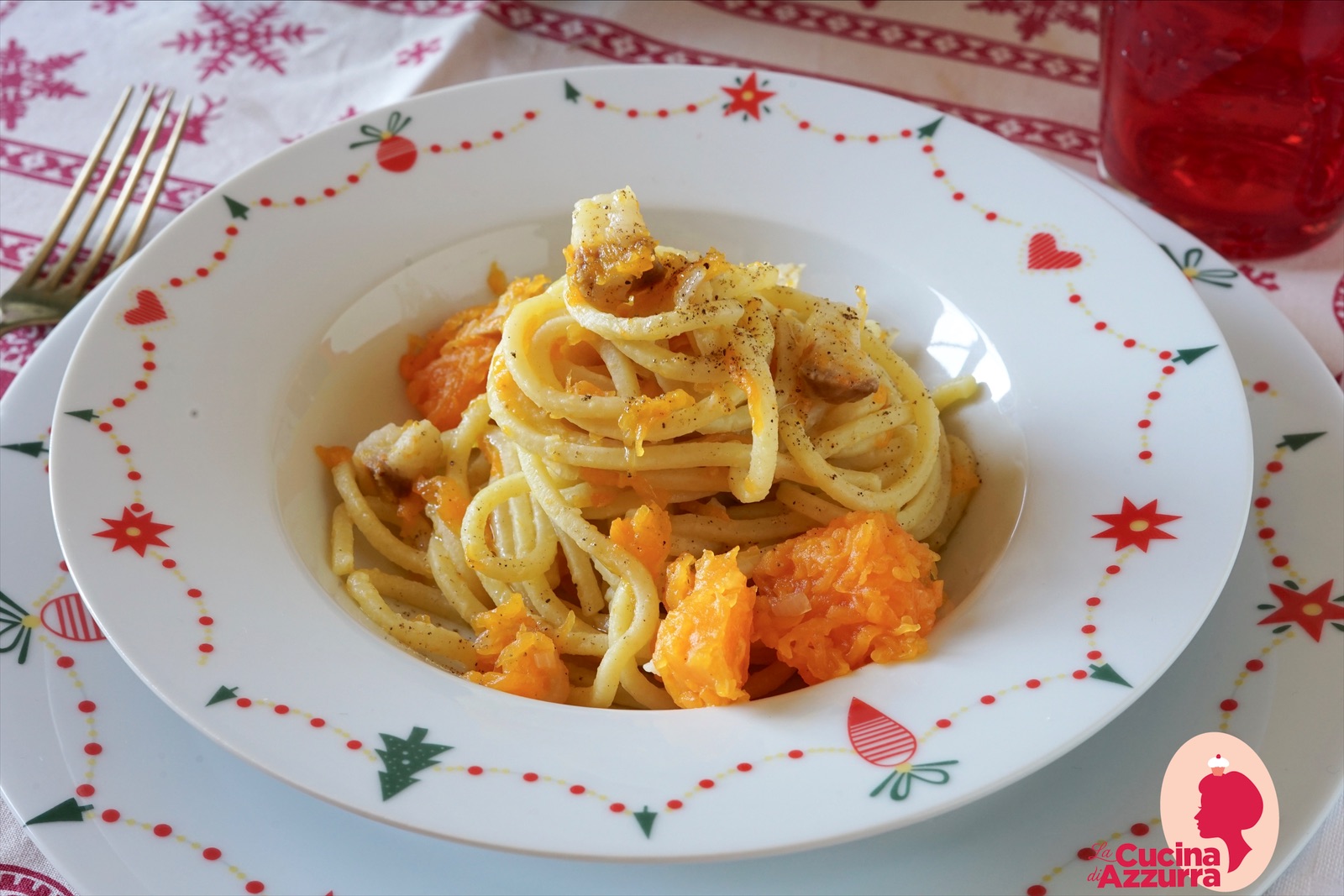Tonnarelli alla zucca e rigatino con salvia fresca