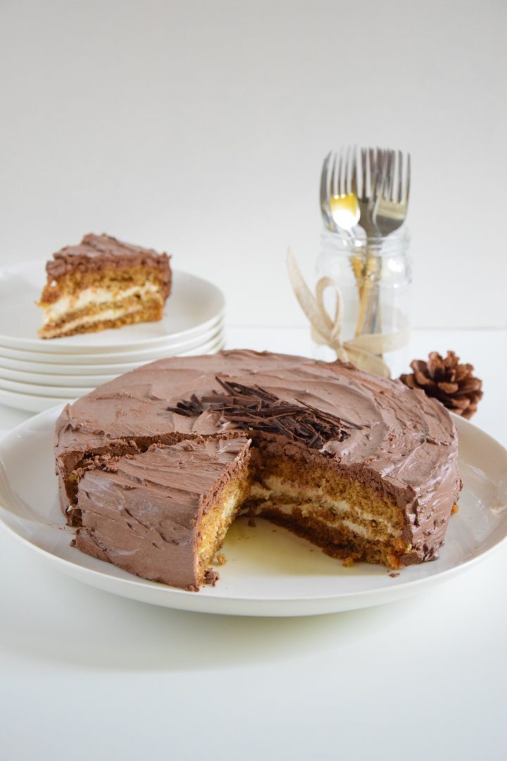 Torta al caffè con ganache montata