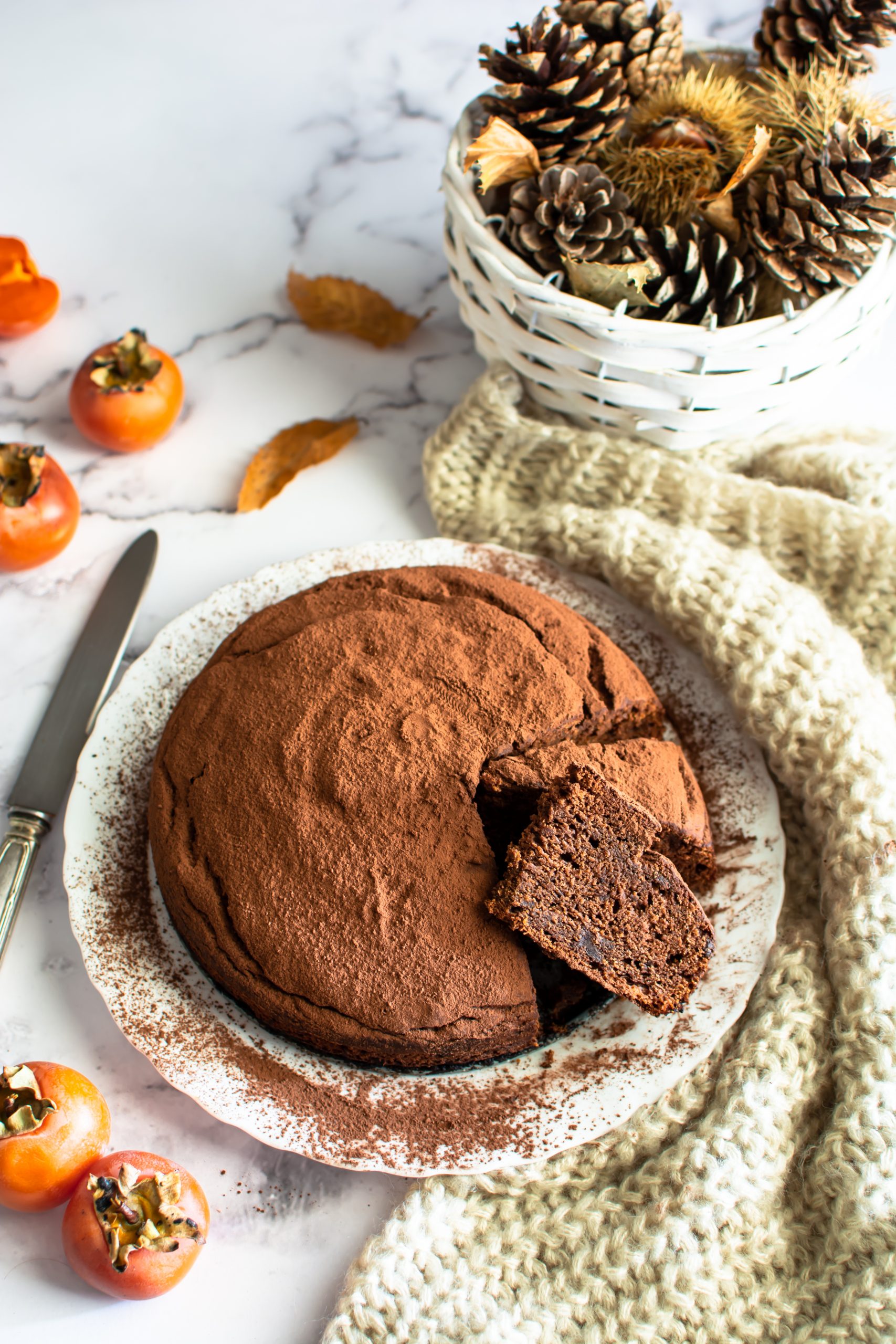 Torta al cioccolato e cachi