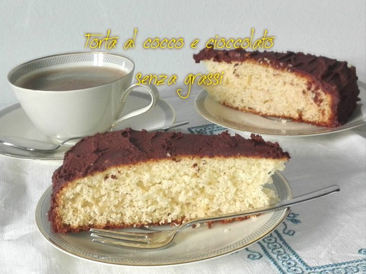 Torta al cocco e cioccolato senza grassi