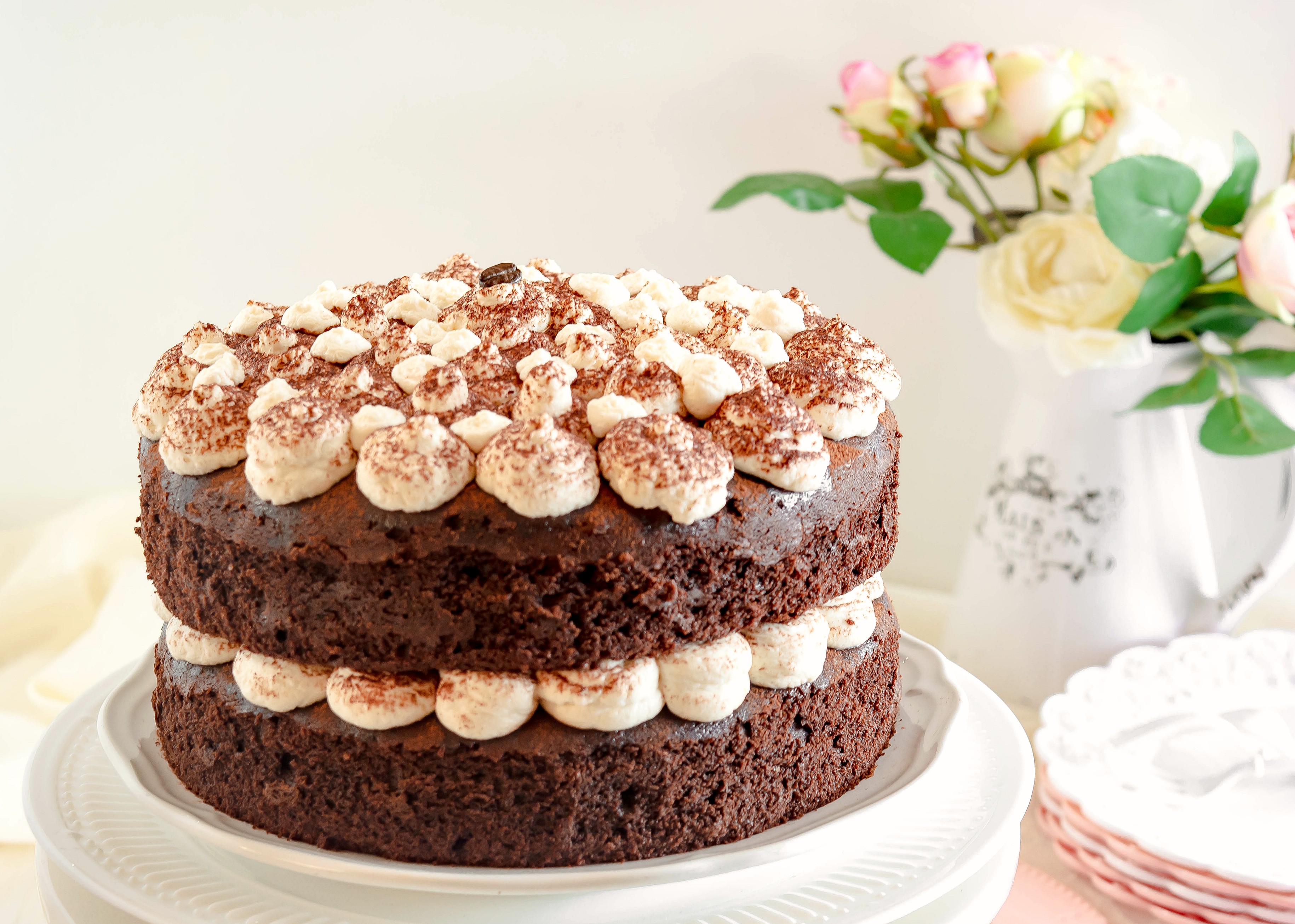 Torta ciocco-caffè con crema al whisky