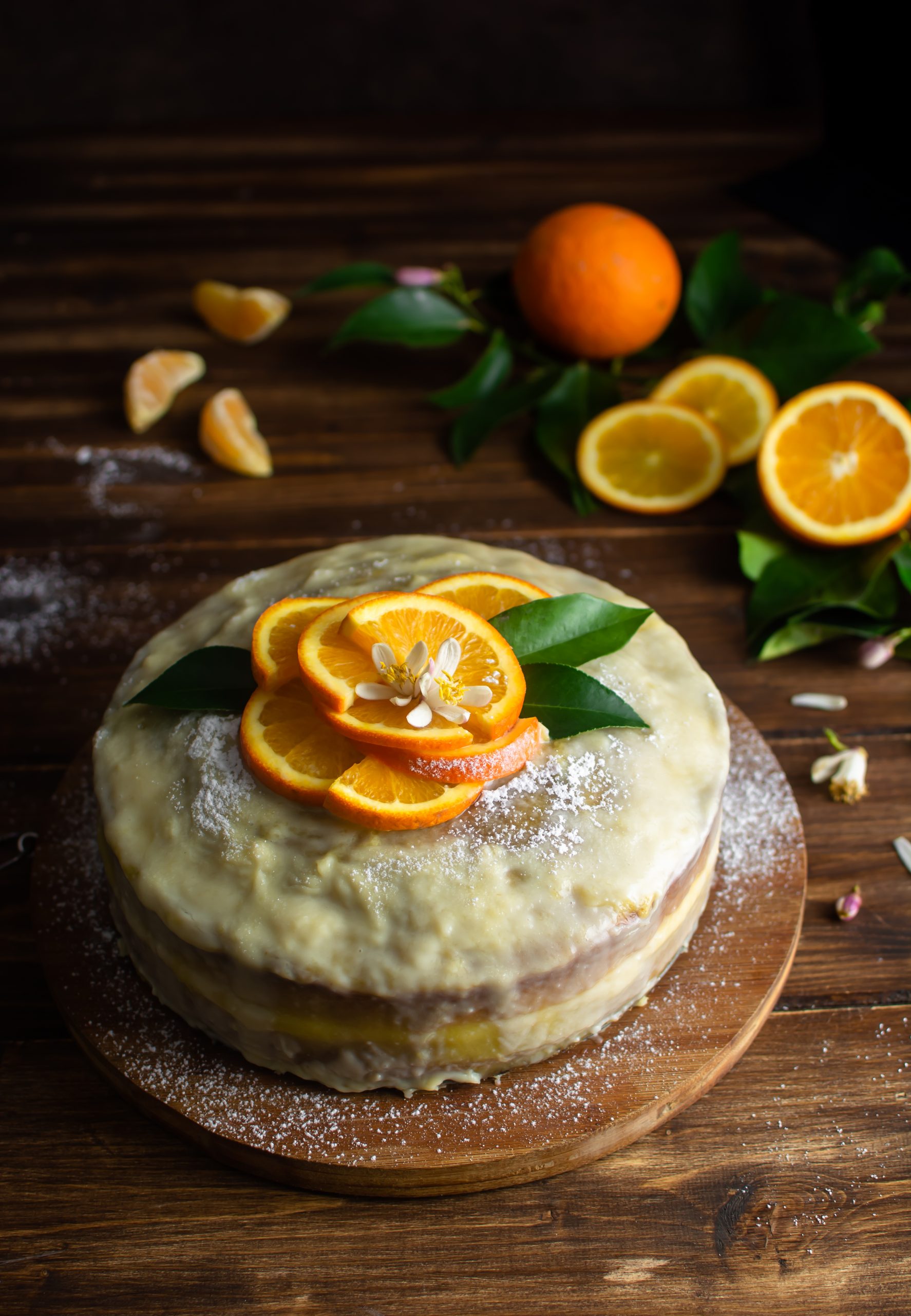 Torta con crema all’arancia e cioccolato bianco