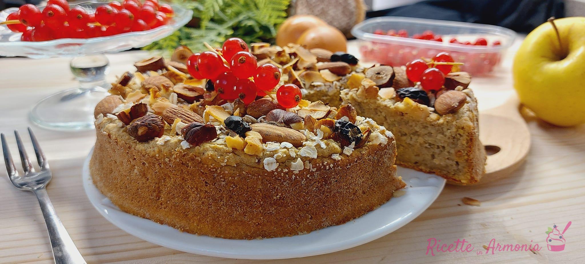 Torta di mele dietetica avena e noci
