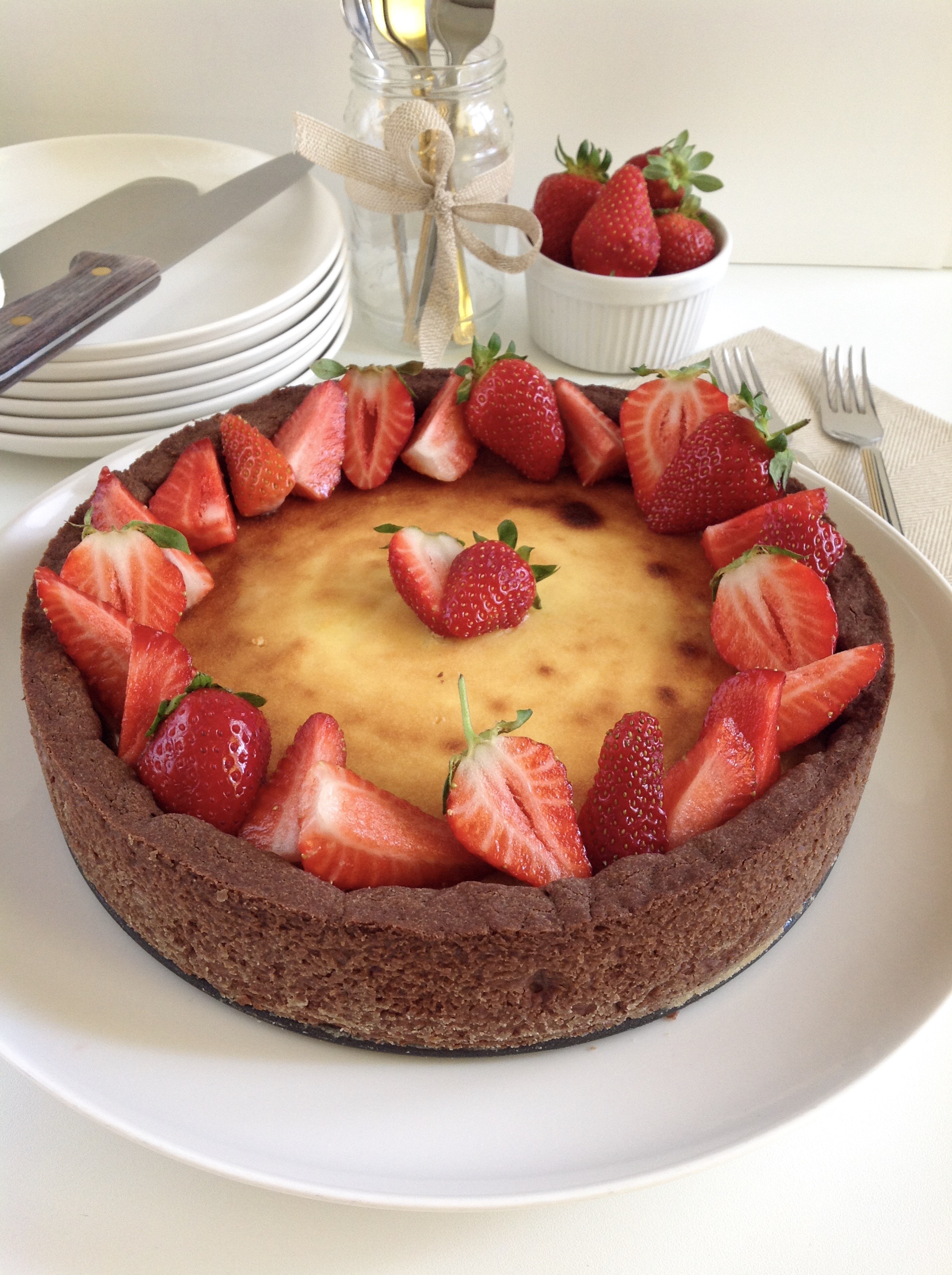 Torta di ricotta con frolla al cacao
