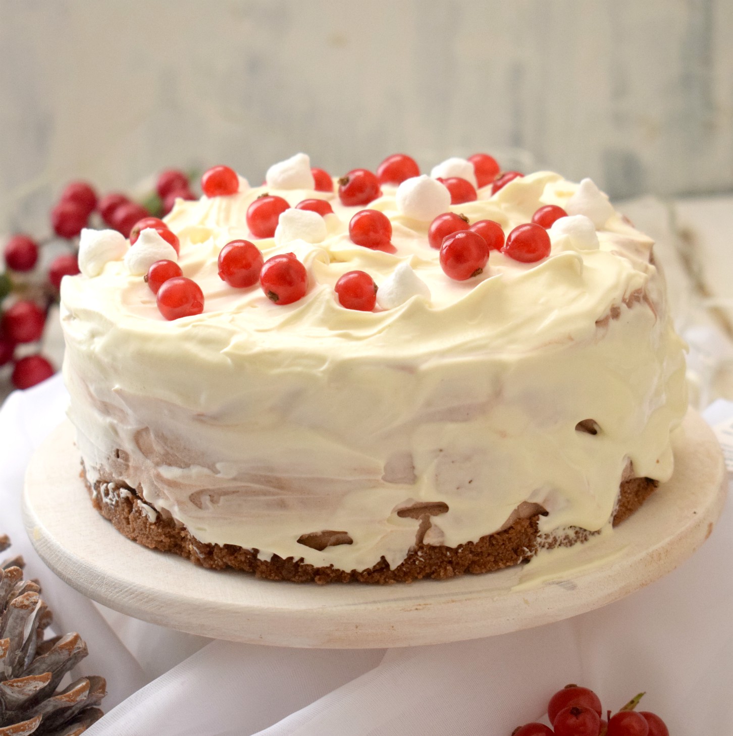 Torta gelato fondente con namelaka al cioccolato bianco