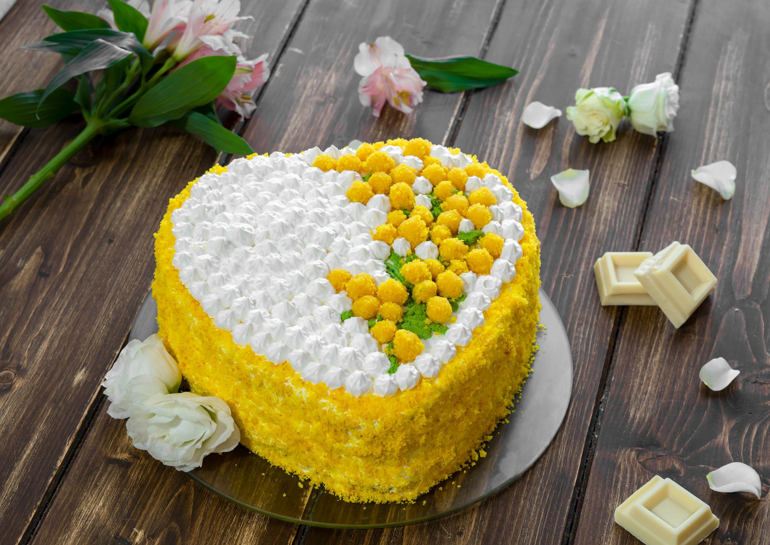 Torta mimosa al cioccolato bianco