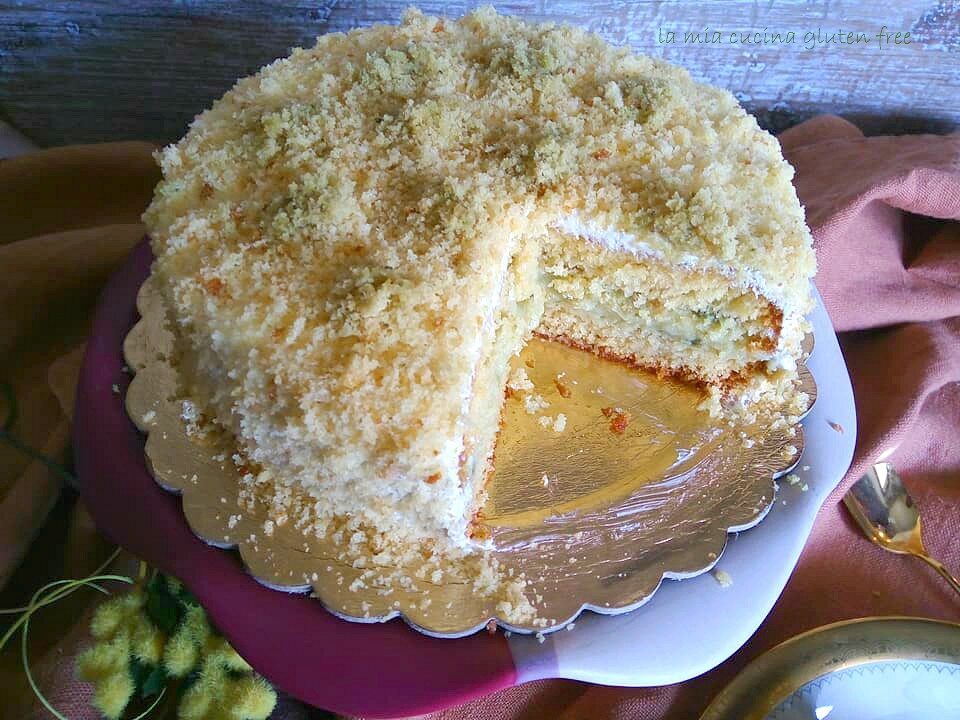 Torta mimosa senza glutine con pistacchio