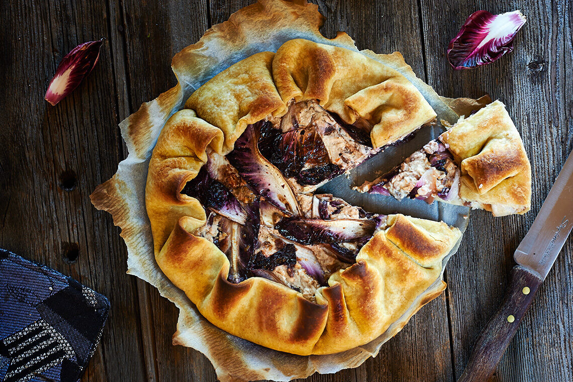 torta radicchio e tofu al mandarino
